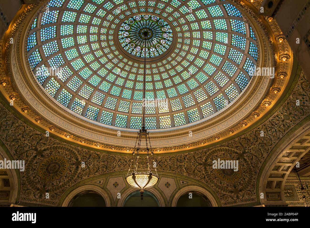 Tiffany Glass Dome At Chicago Cultural Center A Landmark Building