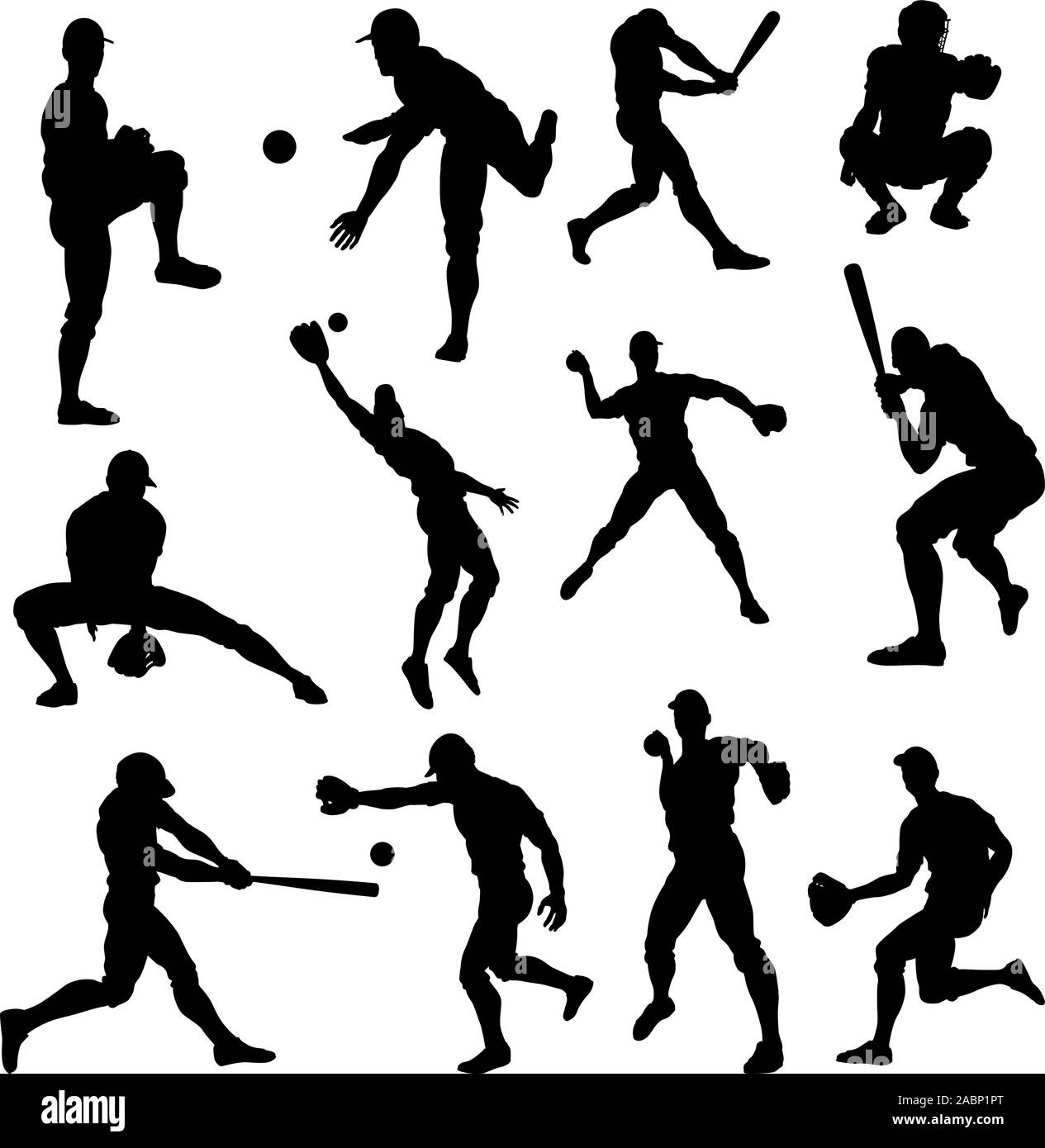 Baseball Player Silhouettes Stock Vector Image & Art Alamy