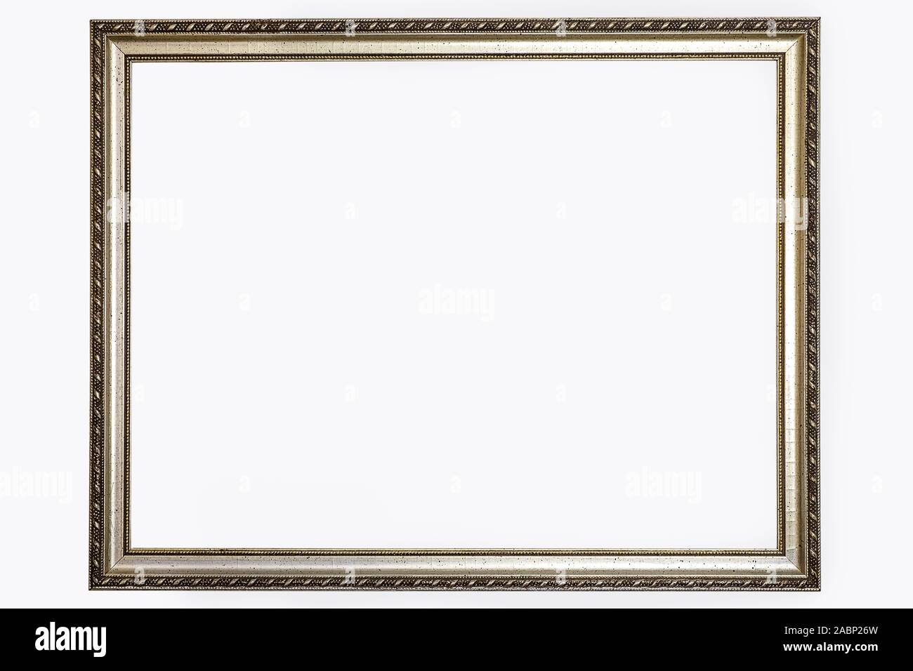 antique picture frame silvery colored on white background Stock Photo