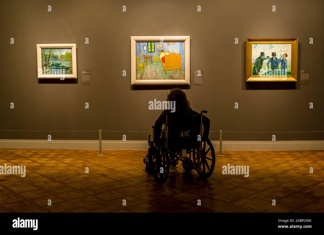 Visitor In A Wheelchair Looking At Vincent Van Gogh Painting
