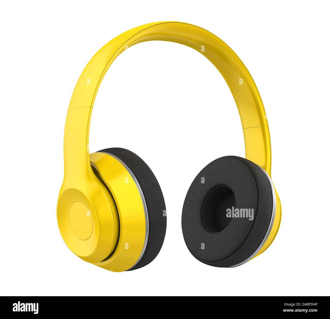Yellow Headphones Isolated Stock Photo Alamy