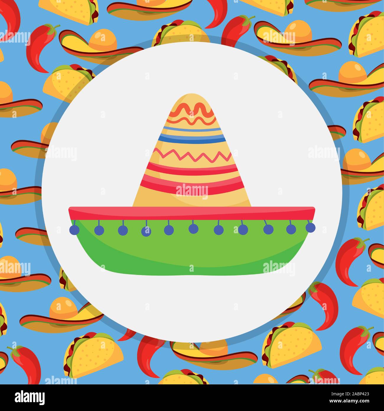 mexican hat with tacos chili pepper traditional event decoration ...