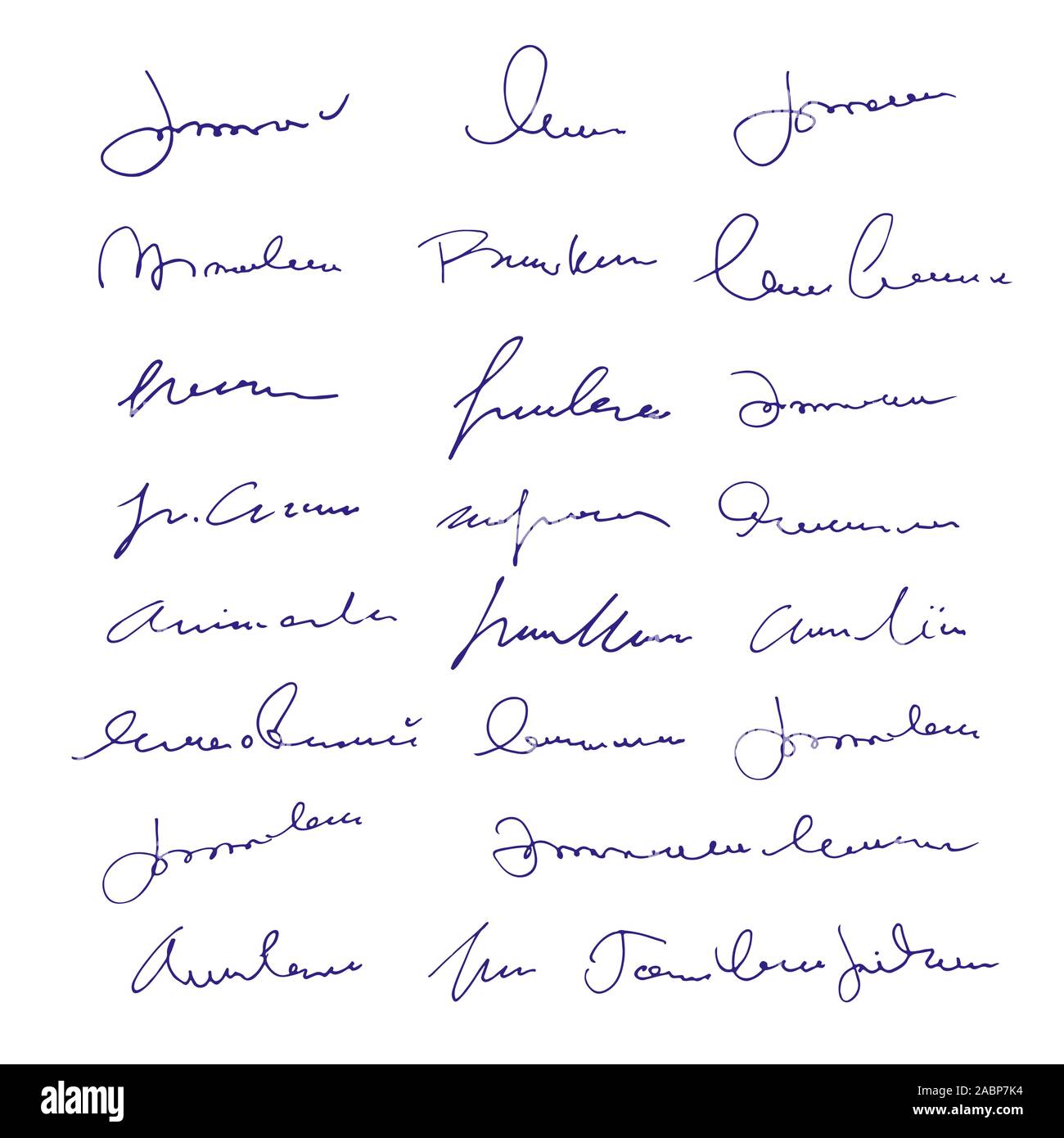 Download Abstract Handwritten Signatures For Design Documents Sheet Of Paper With Vector Unreadable Script Calligraphy For Mockup Stock Vector Image Art Alamy