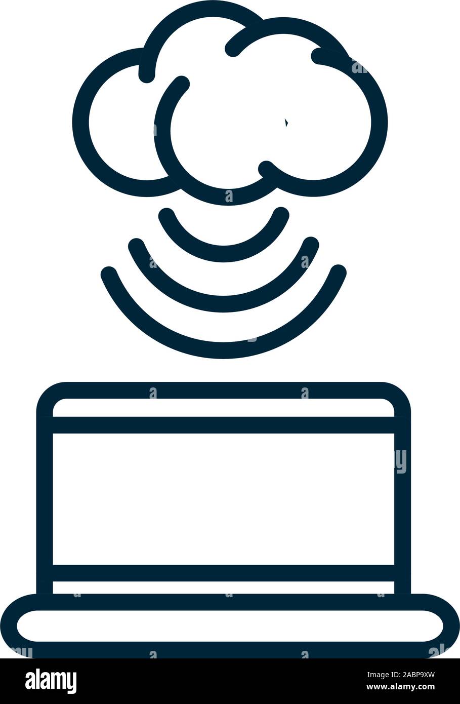 laptop cloud computing connection internet of things line icon vector ...