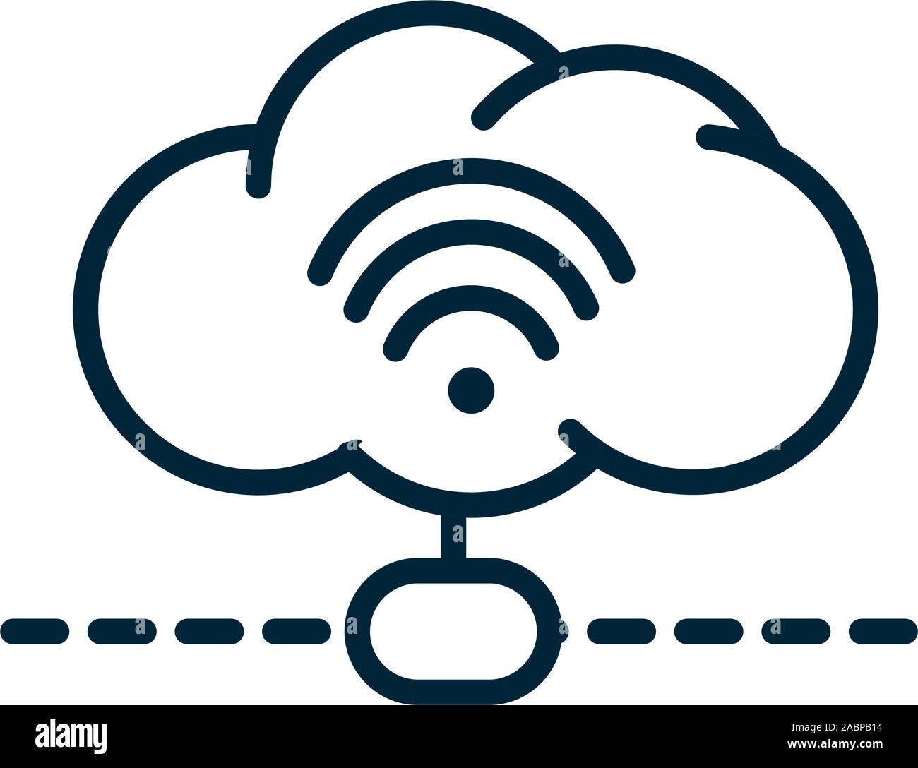 cloud computing wifi connection internet of things line icon vector ...