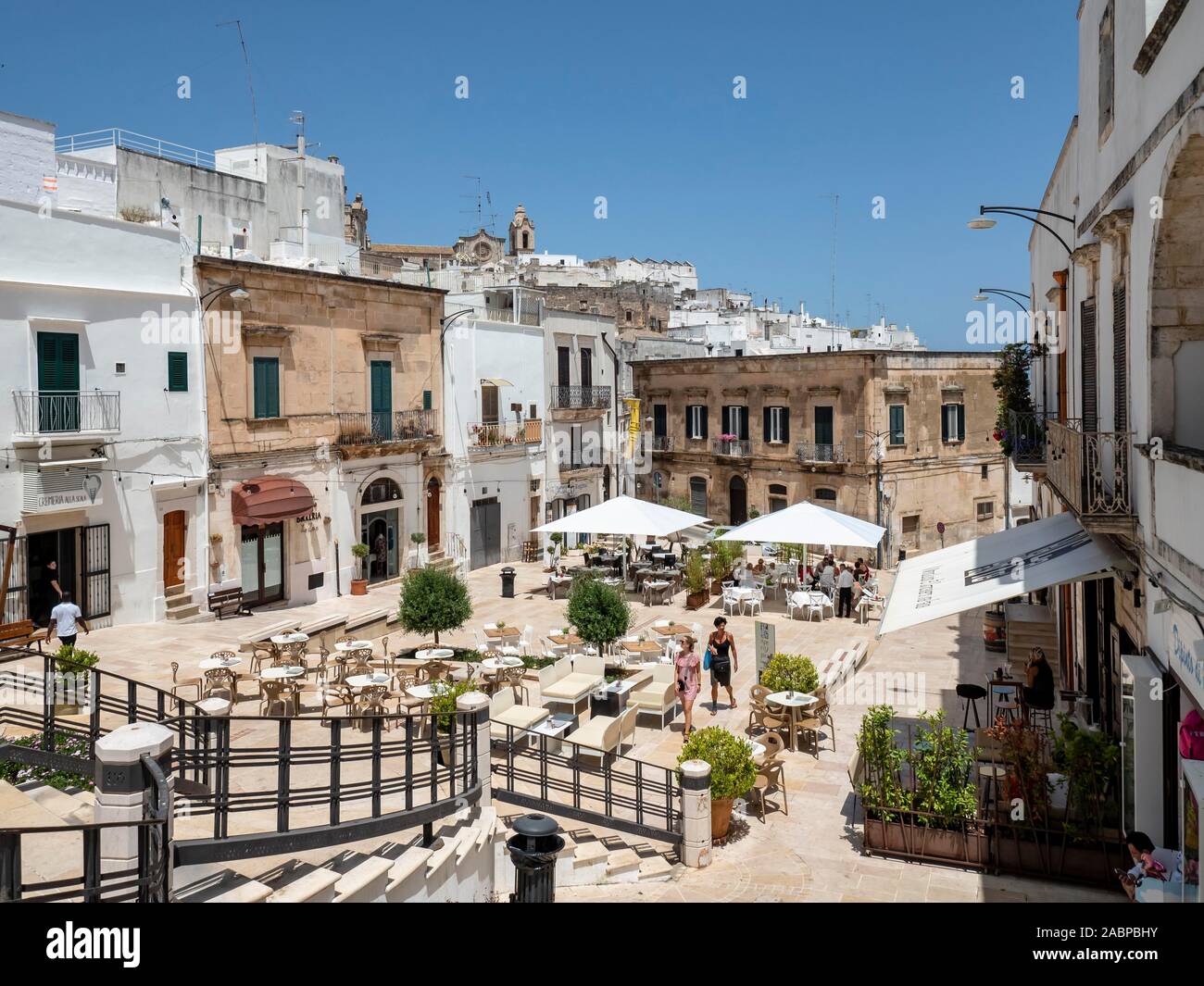 Square in the old town, mountain village, Ostuni, Apulia, Italy Stock Photo