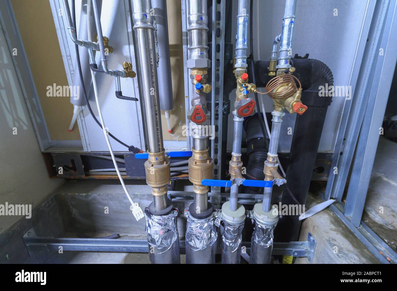 Install water pipes and sewage to the apartment Stock Photo Alamy