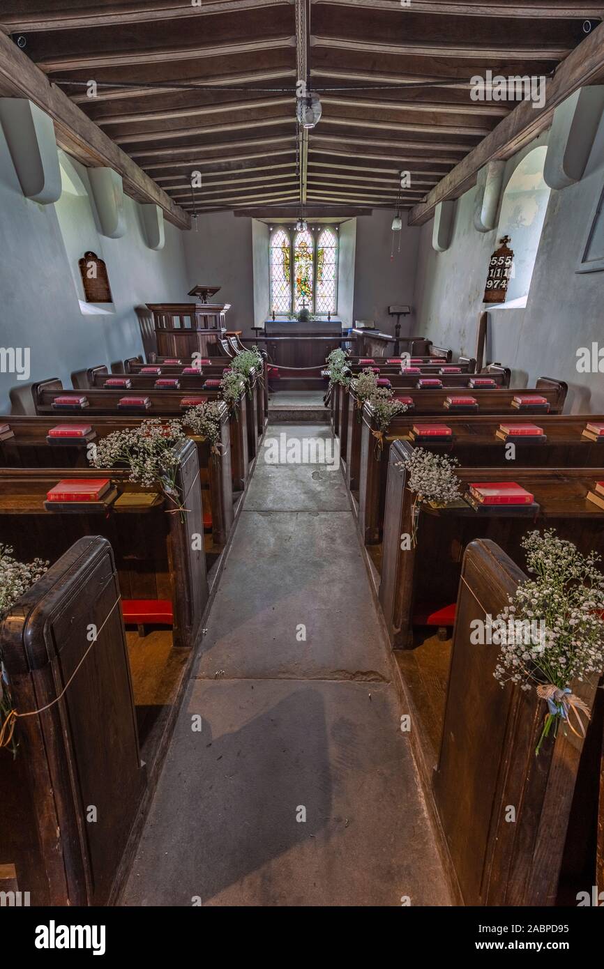 The stark interior of St Michael de Rupe church on Brentor Stock Photo ...