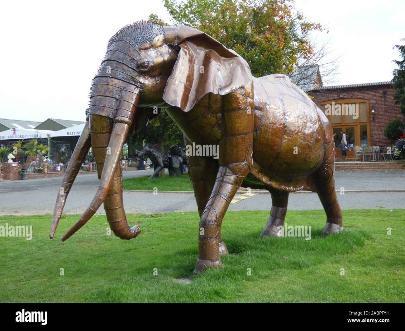 Elephant sculpture at the British Ironwork Centre and Shropshire Sculpture Park, Oswestry, Shropshire, UK Stock Photo