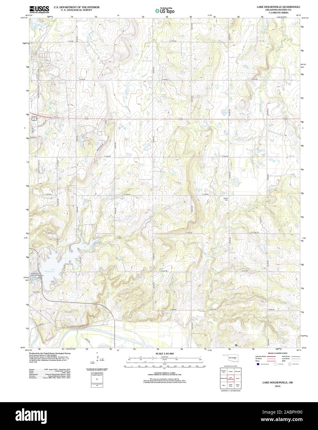 USGS TOPO Map Oklahoma OK Lake Holdenville 20121106 TM Restoration