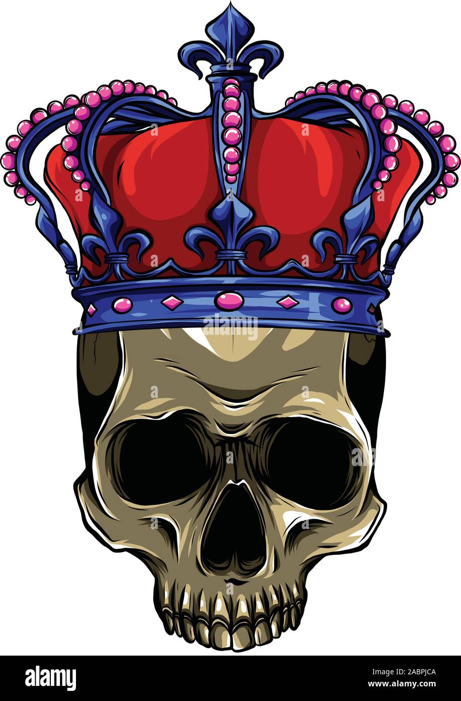 vector character - skull king and crossed royal scepters illustration Stock Vector