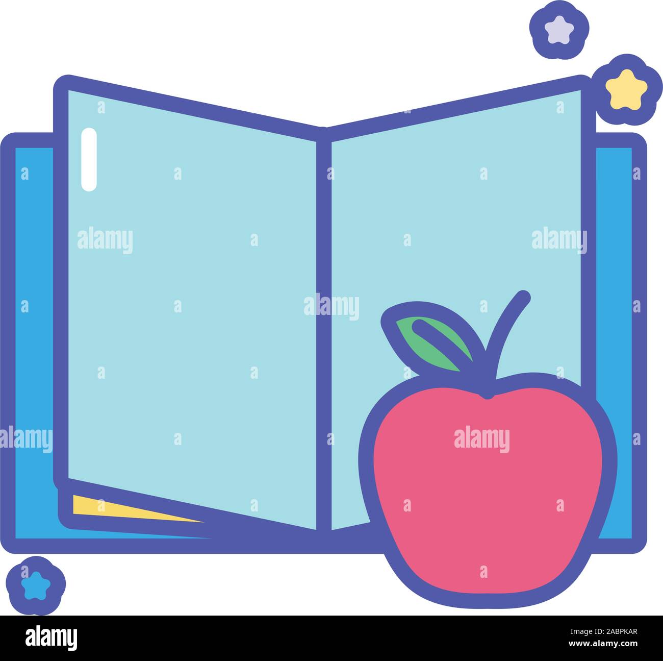 back to school education open book and apple vector illustration Stock ...