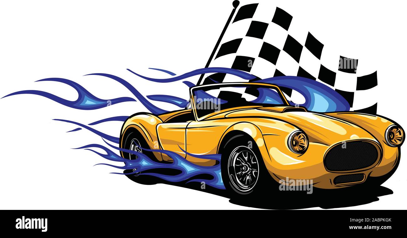 vector muscle car with flames Crazy race Stock Vector Image & Art Alamy