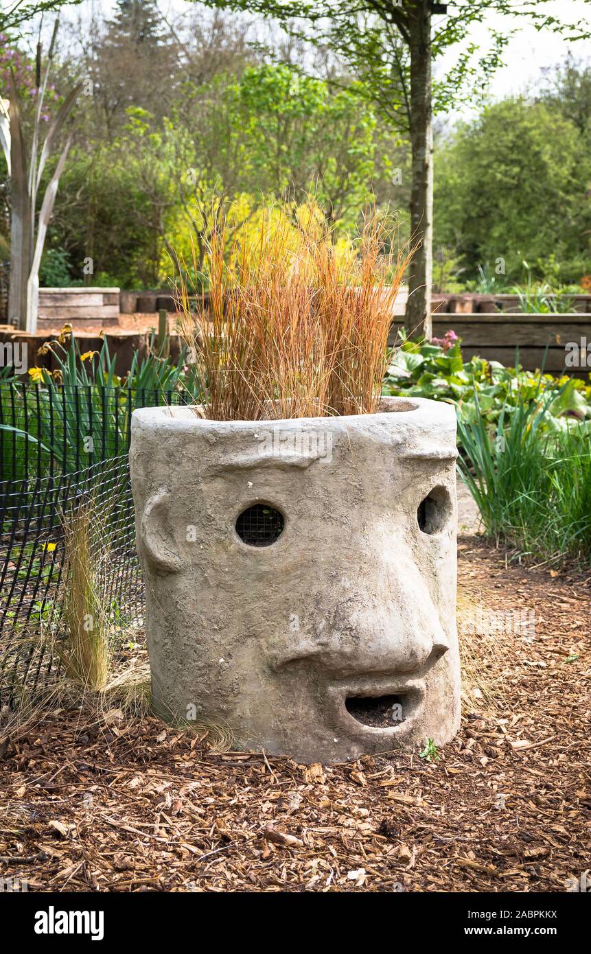 An amusing planter in a children's garden in an English arboretum in the UK Stock Photo