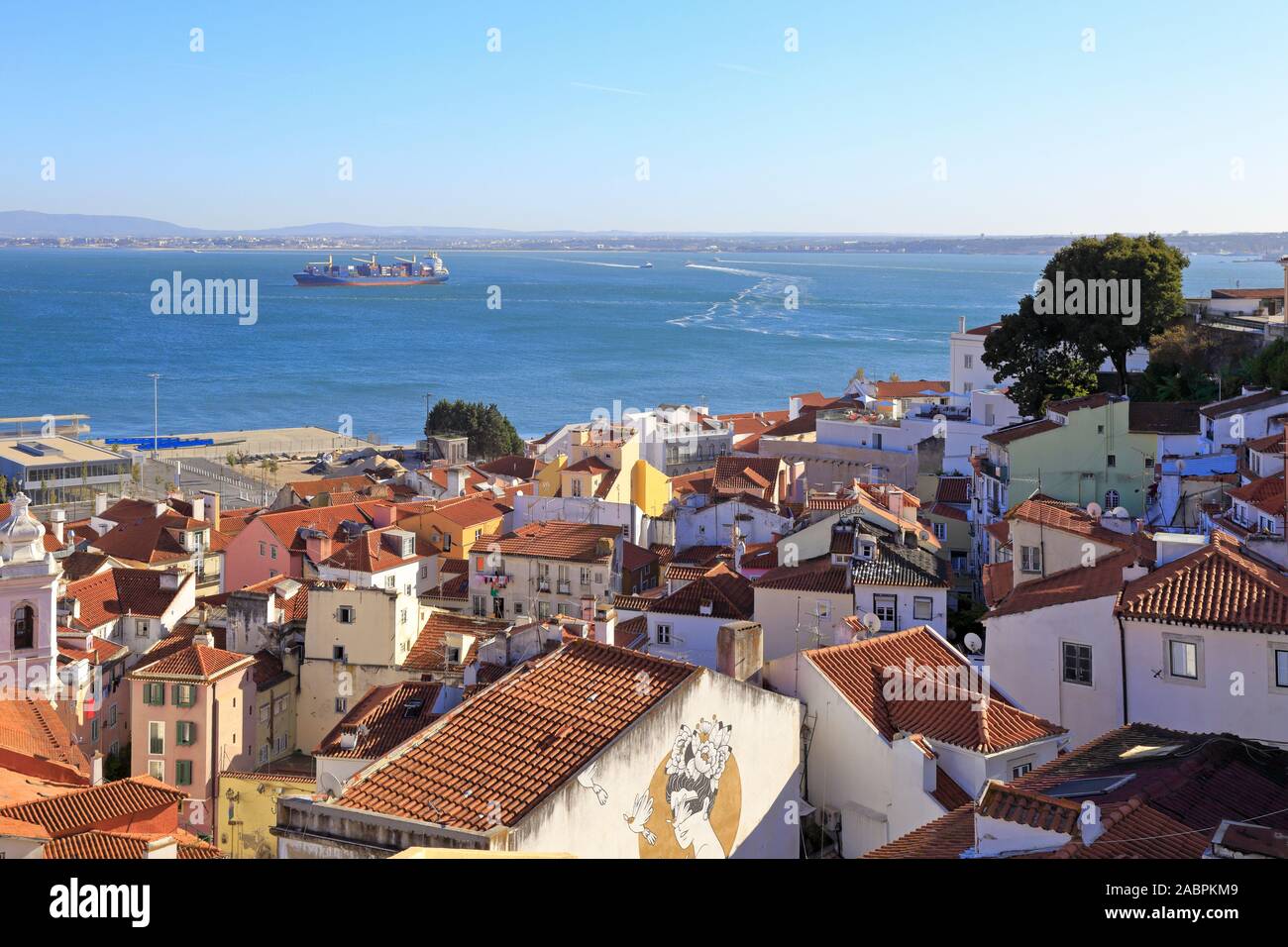 Miradouro das Portas do Sol overlooking Alfama, Lisbon, Portugal. Stock Photo