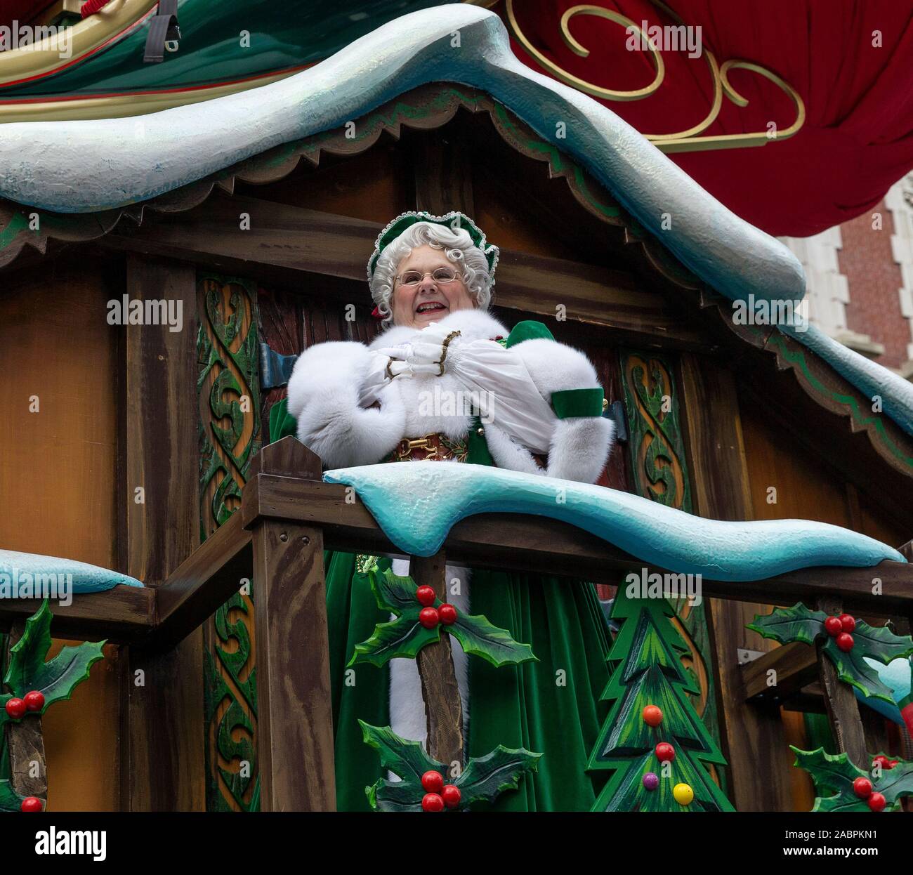New York, NY November 28, 2019 Mrs. Santa Claus rides float at 93rd