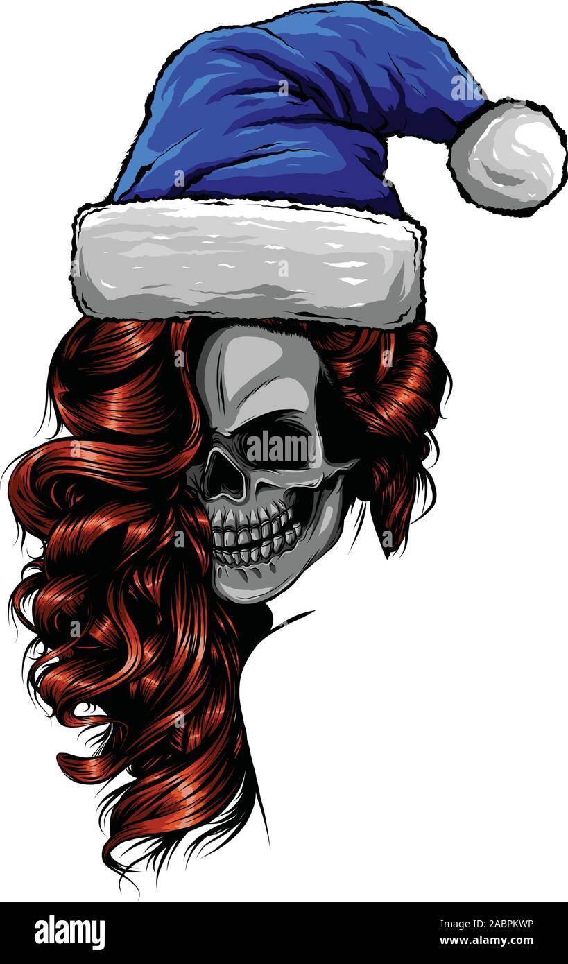 woman Skull of Bad Santa claus vector illustration Stock Vector