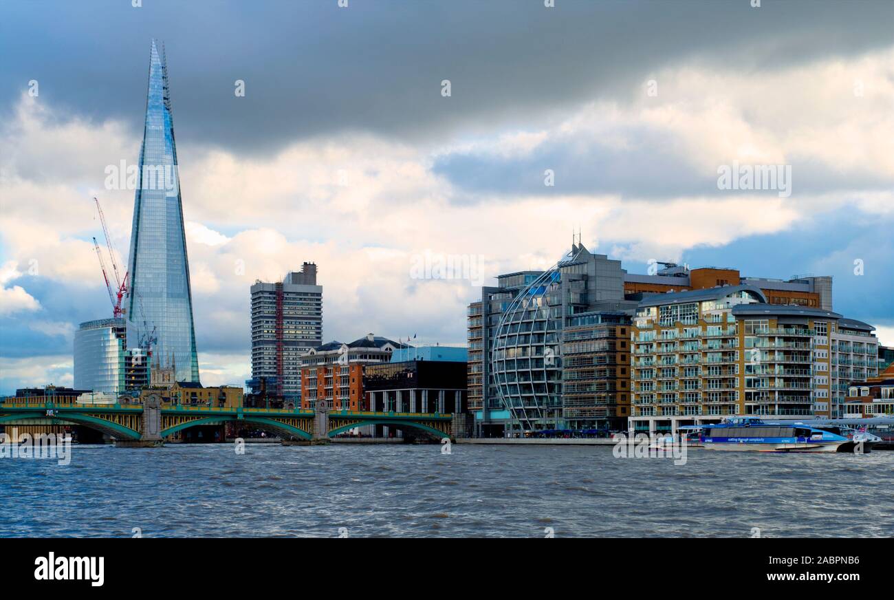 The Shard - an iconic  95 floor glass structure that rises above all others in London. Stock Photo