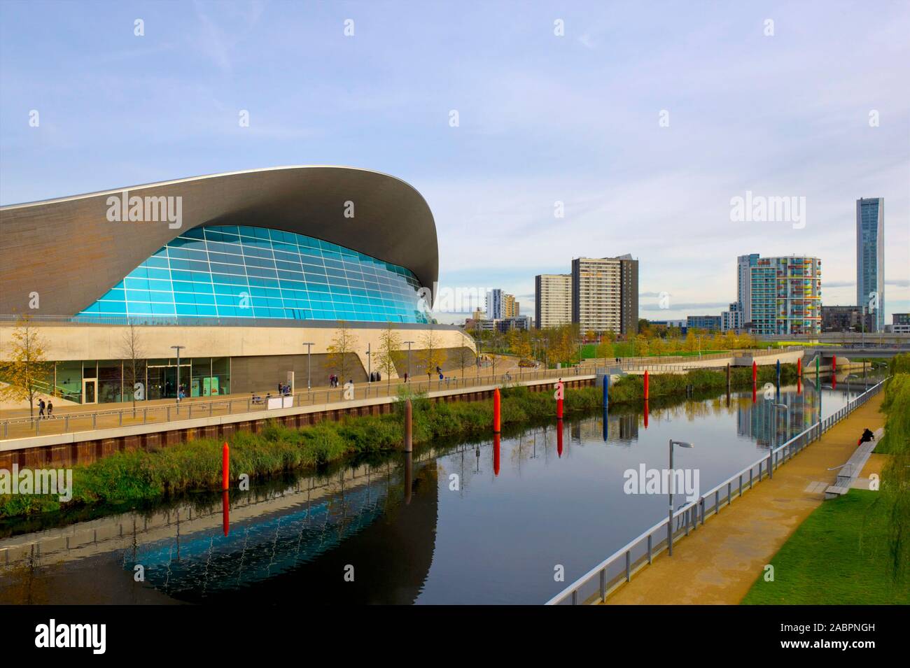 The Aquatics Centre - Part of the 2012 Olympic park - London. Stock Photo