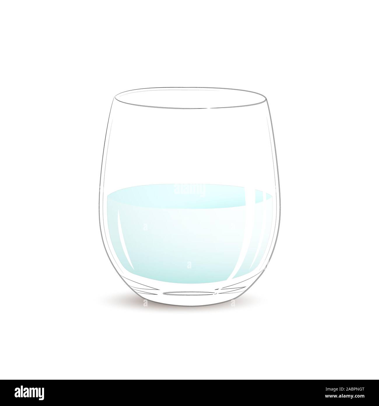 Glass of water half full half empty. Illustration. Glass of water Stock Photo