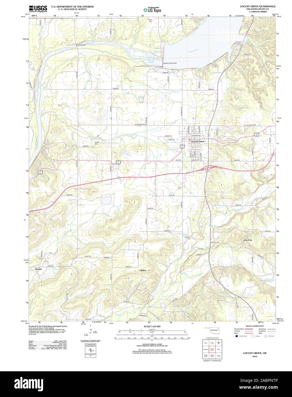 Locust Grove Oklahoma Map Usgs Topo Map Oklahoma Ok Locust Grove 20121107 Tm Restoration Stock Photo  - Alamy