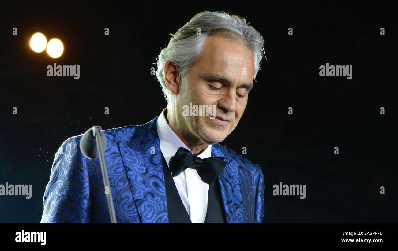 The Italian tenor and singer Andrea Bocelli at the Griminelli & Friends concert Stock Photo