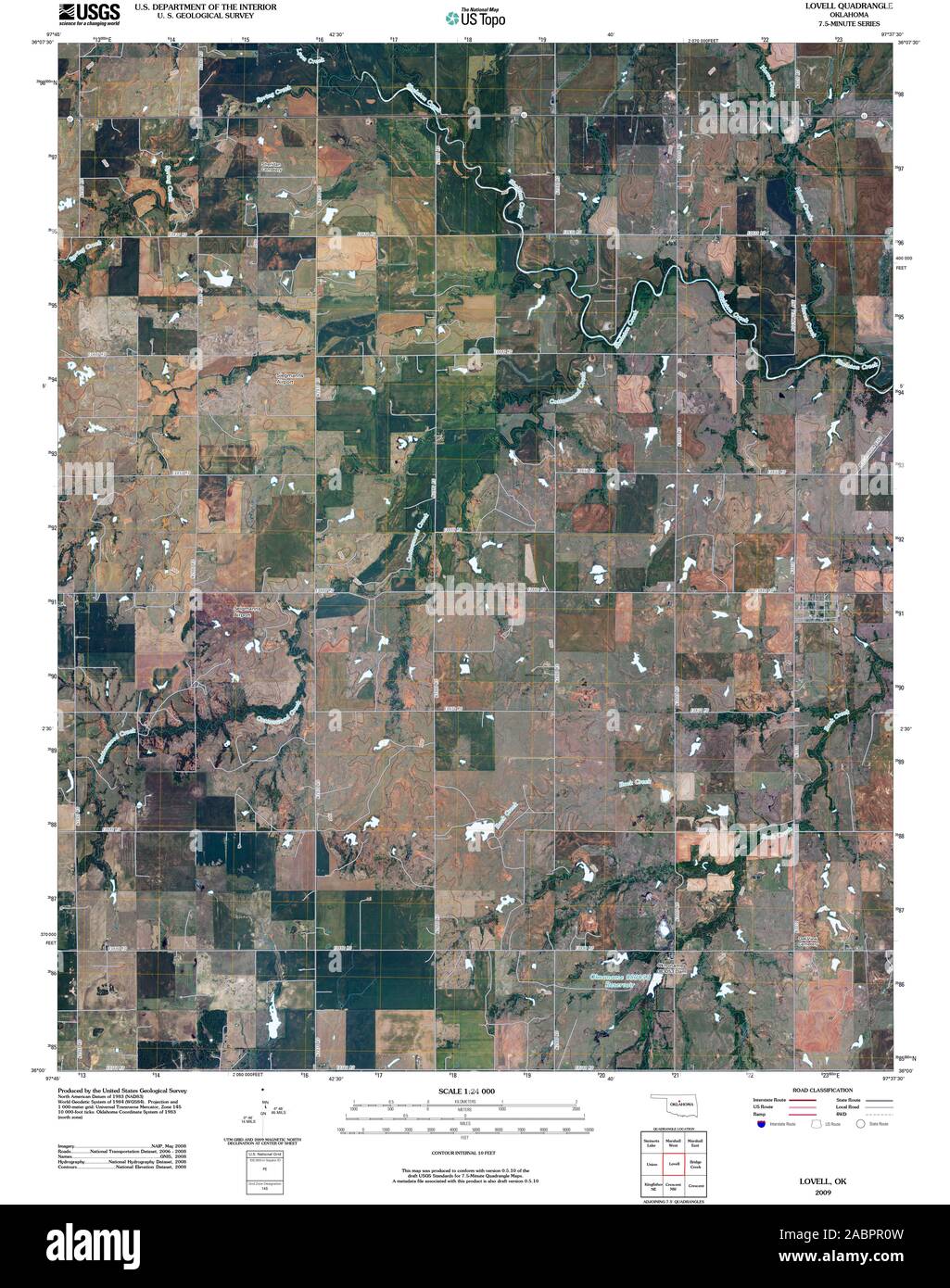 USGS TOPO Map Oklahoma OK Lovell 20091230 TM Restoration Stock Photo