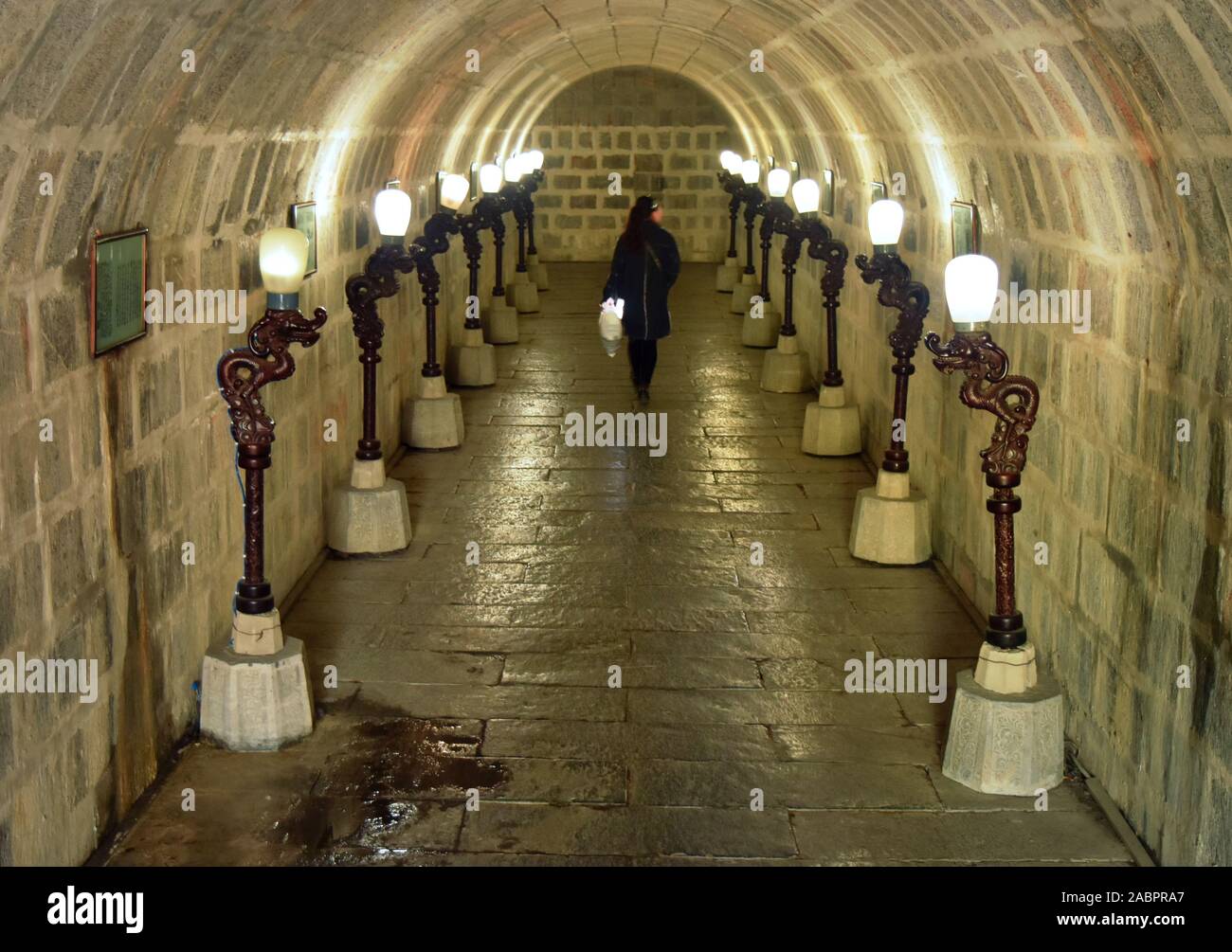 Underground corridor of Chinese mausoleum leading to tomb in Hefei, China Stock Photo