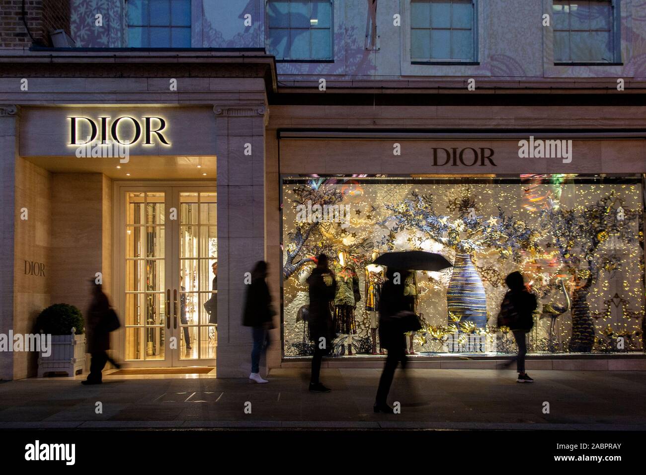 Christmas decorations cover the Dior 