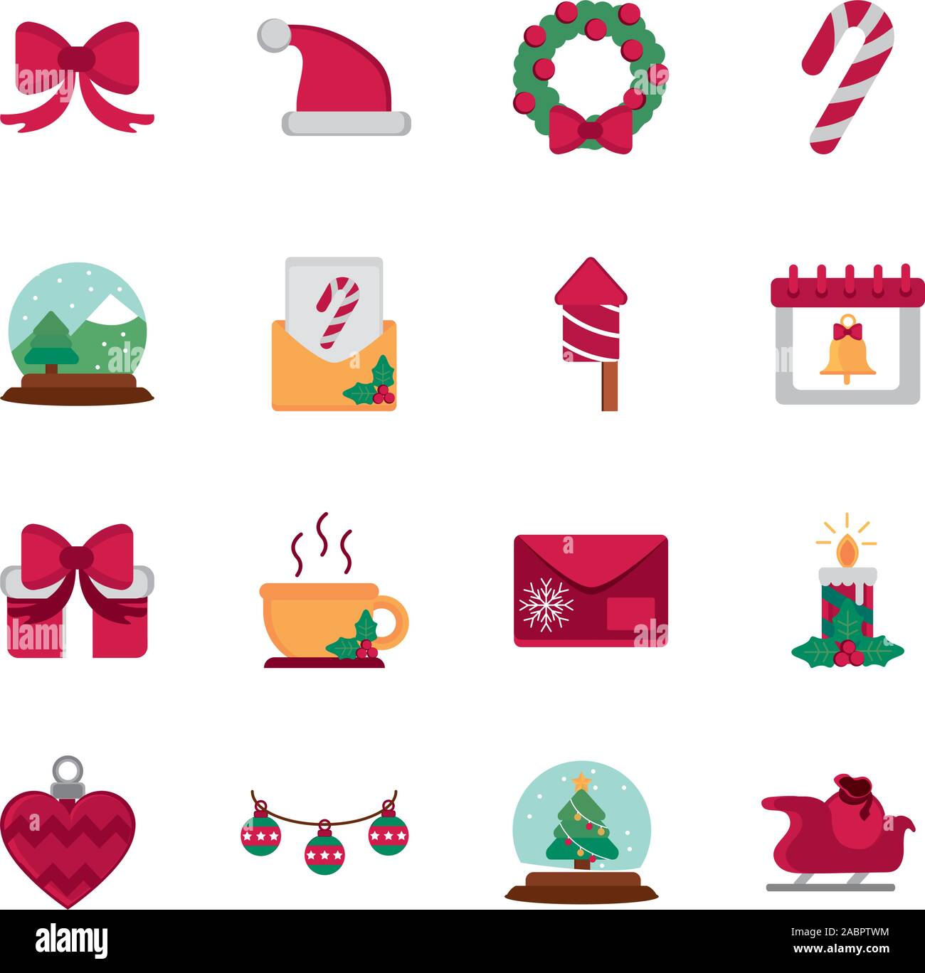 celebration decoration happy christmas icons collection vector ...