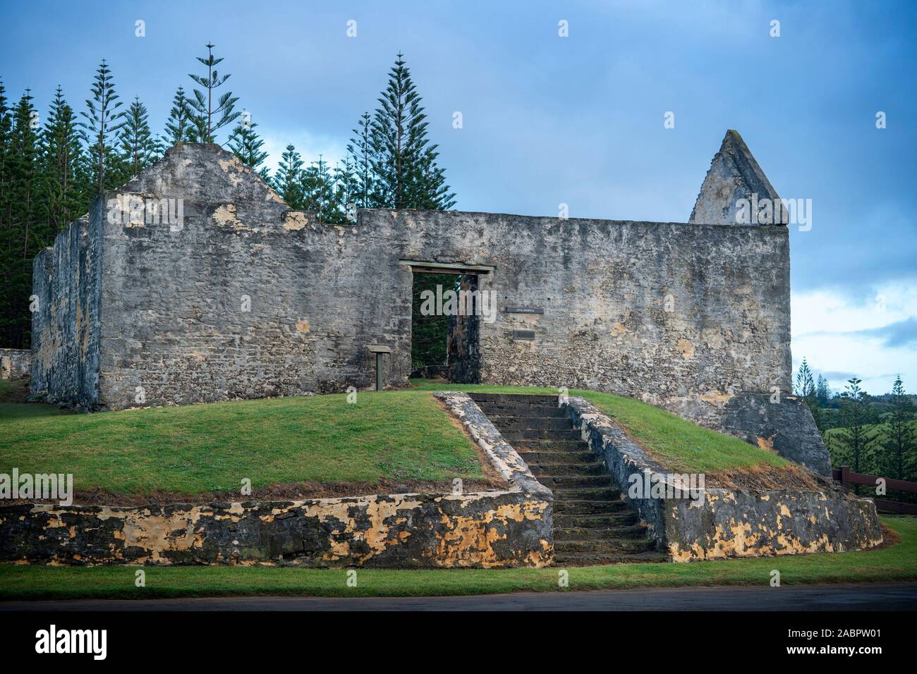 Ruins of the Convict or Civil Hospital built in 1829 in the Kingston and Arthur’s Vale Historic Area. Norfolk Island, Australia Stock Photo