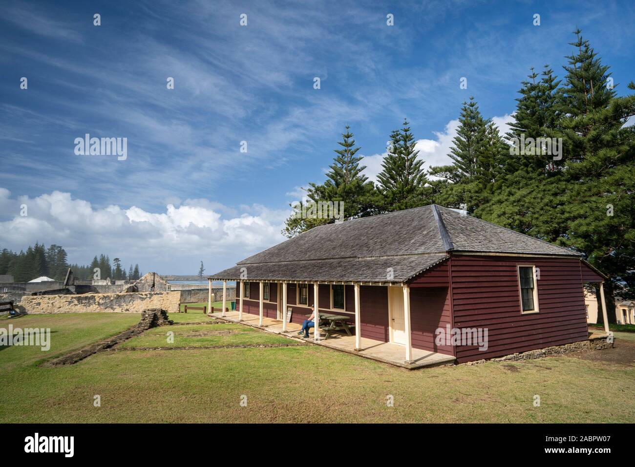 Surgeon’s Quarters built in 1827 on the site of the first two Government Houses on Norfolk Island, Kingston and Arthur’s Vale Historic Area. Stock Photo
