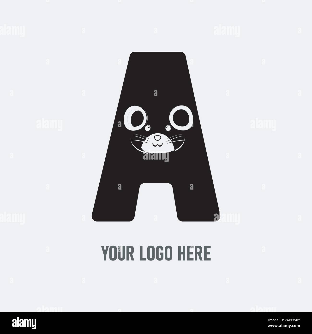 Mouse with a mustache on a white background. Stock Vector