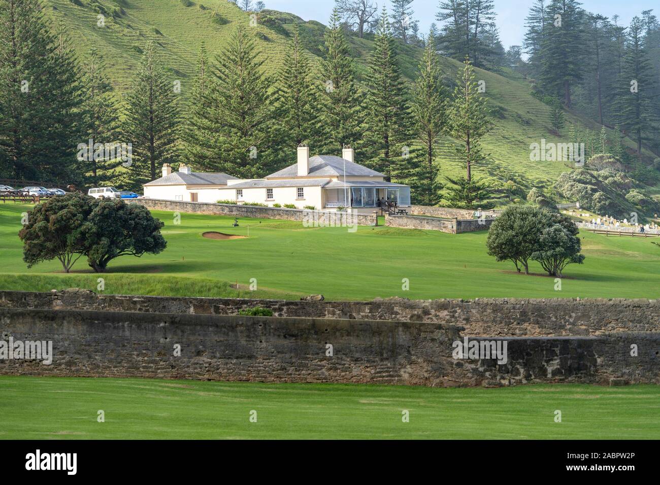 Norfolk Island Golf Club situated in Kingston and Arthur’s Vale Historic Area, built in 1843 to house the Stipendiary Magistrate. Norfolk Island, Sout Stock Photo