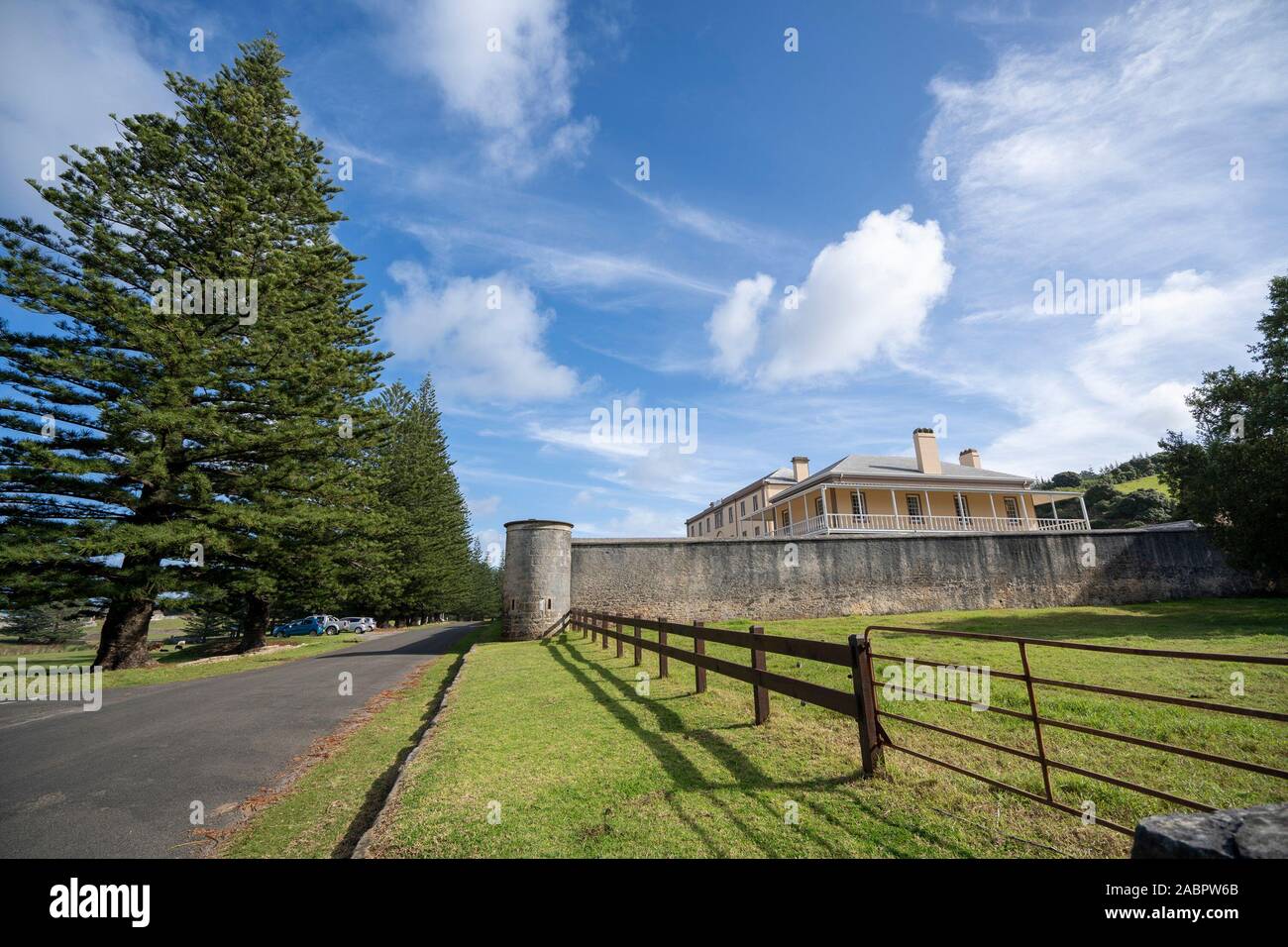 Fortified wall around the New Military Barracks in the Kingston and Arthur’s Vale Historic Area, one of the eleven sites making up the Australian Conv Stock Photo