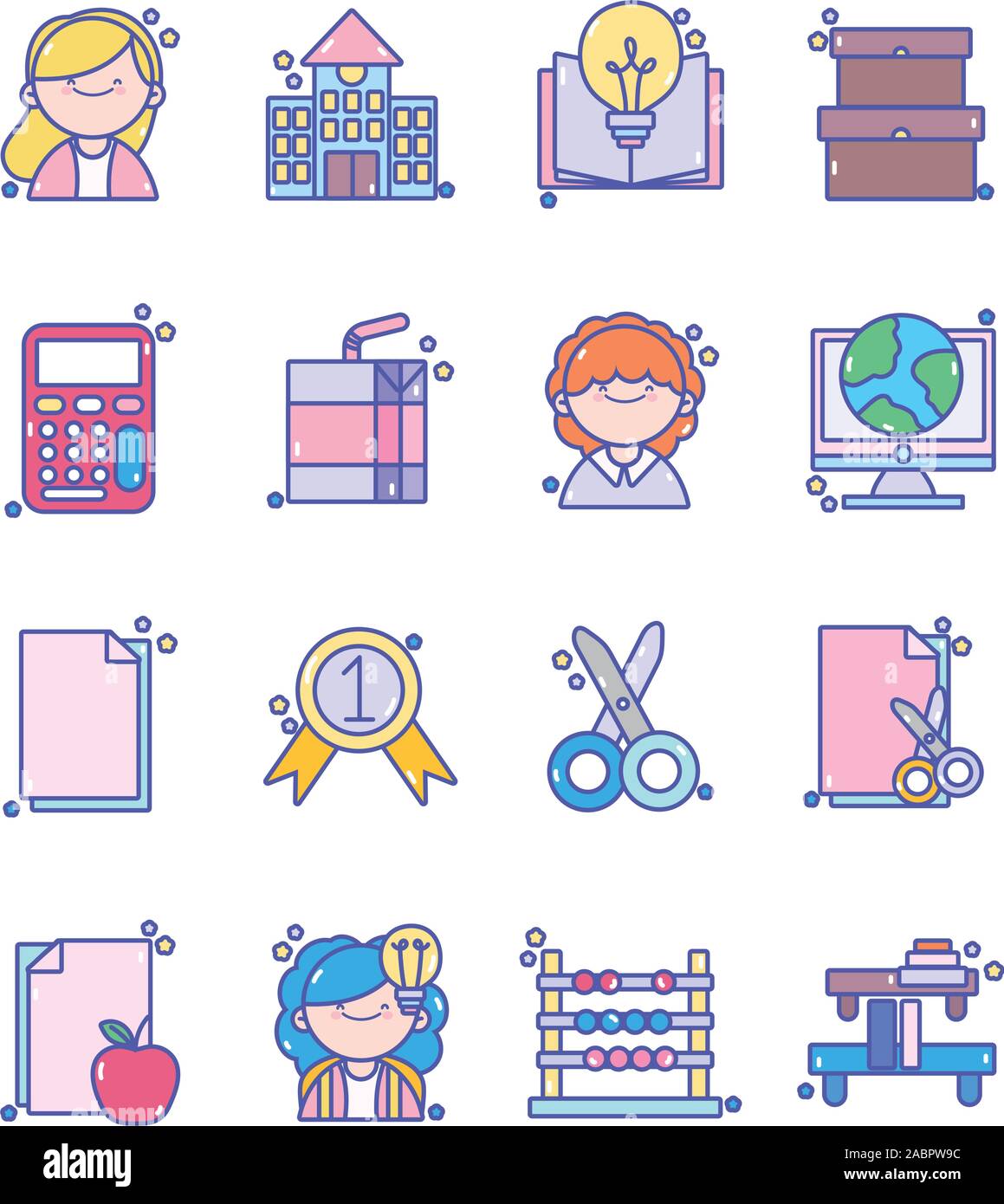 back to school education learn icons set vector illustration Stock ...