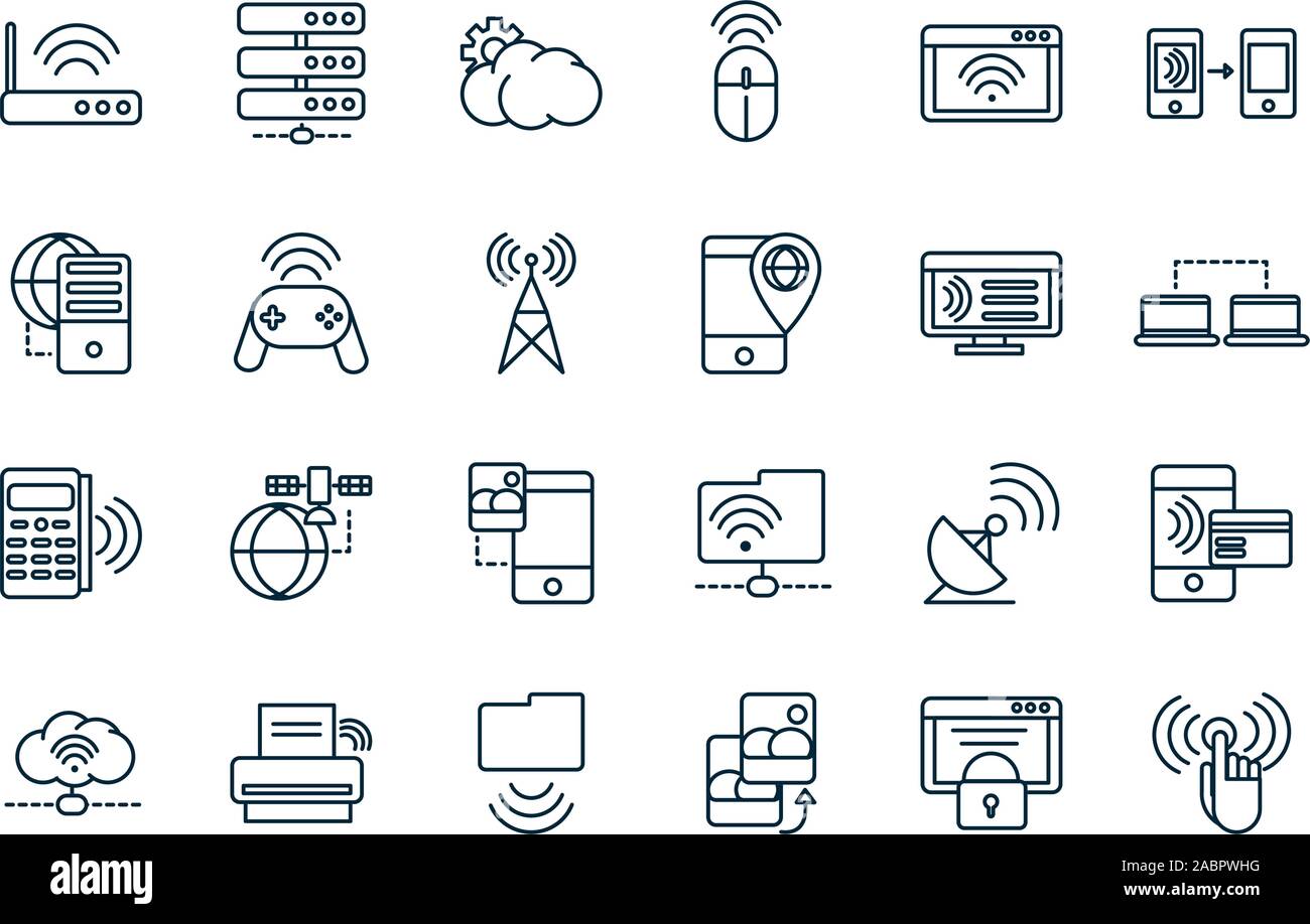 internet of things line icons set vector illustration Stock Vector ...