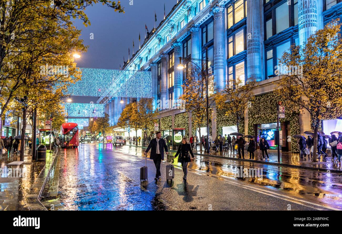 Oxford Street Christmas at Night London UK Stock Photo