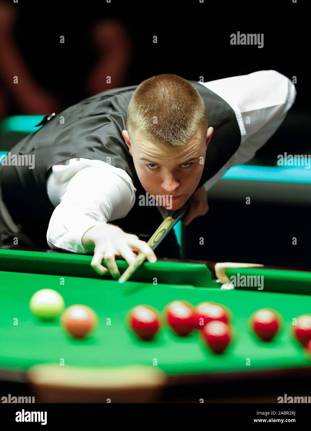 York. 28th Nov, 2019. Ross Bulman of Ireland competes during the Snooker UK Championship 2019 first round match with Ronnie OSullivan of England in York, Britain on Nov
