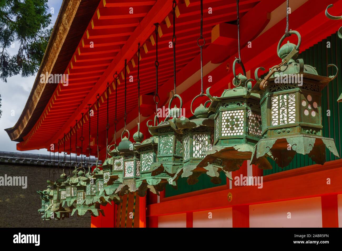 Nara, Japan - October 5, 2019: Traditional lanterns in the Kasuga Taisha Shrine, in Nara, Japan Stock Photo