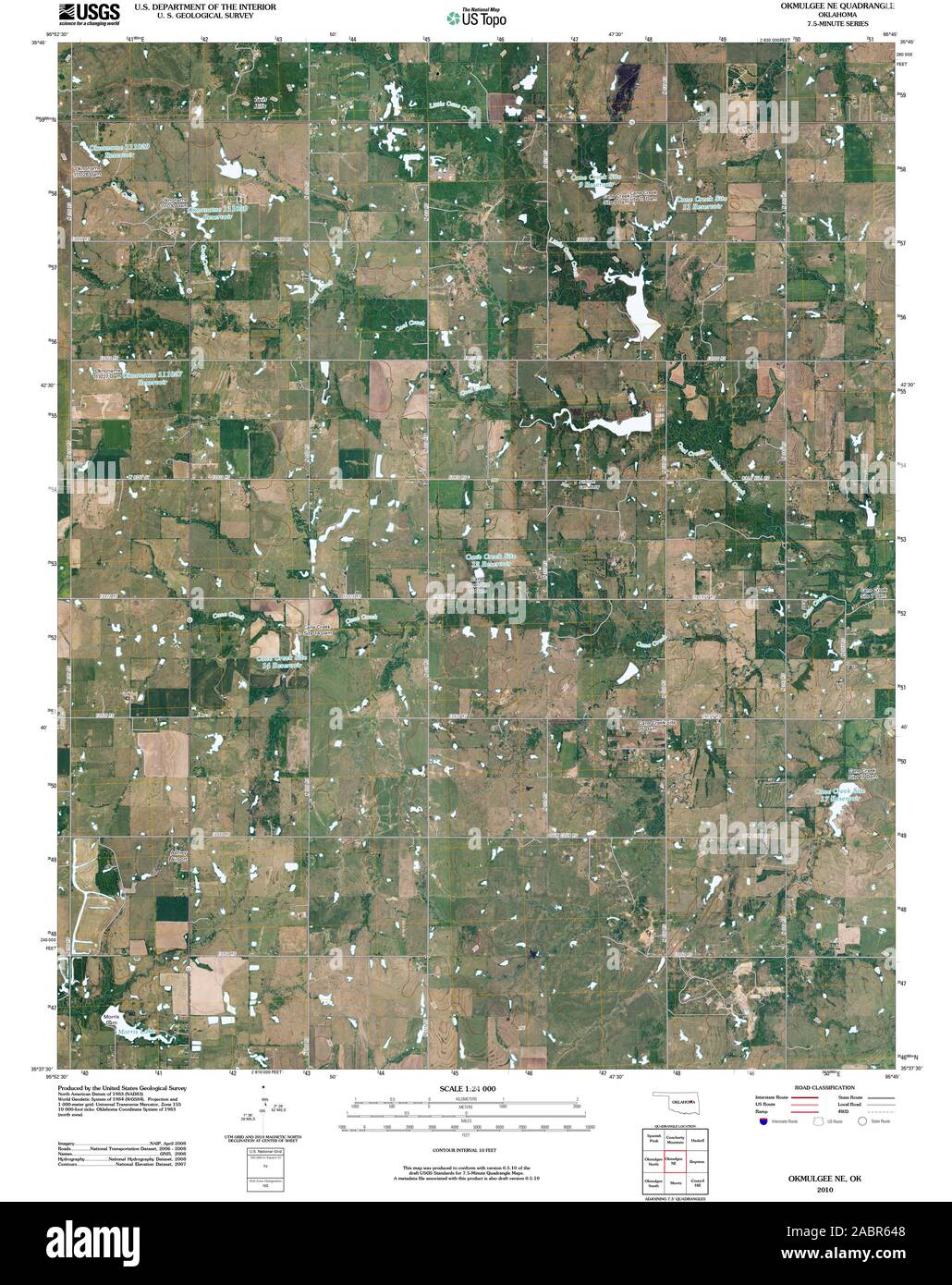 USGS TOPO Map Oklahoma OK Okmulgee NE 20100114 TM Restoration Stock Photo