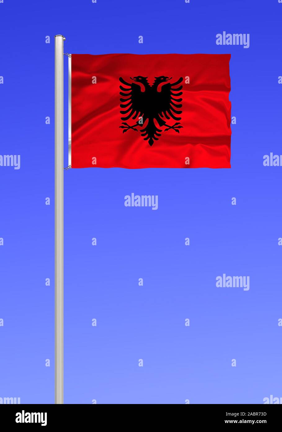 Flagge Von Albanien, Balkanhalbinsel, Osteuropa Stock Photo - Alamy