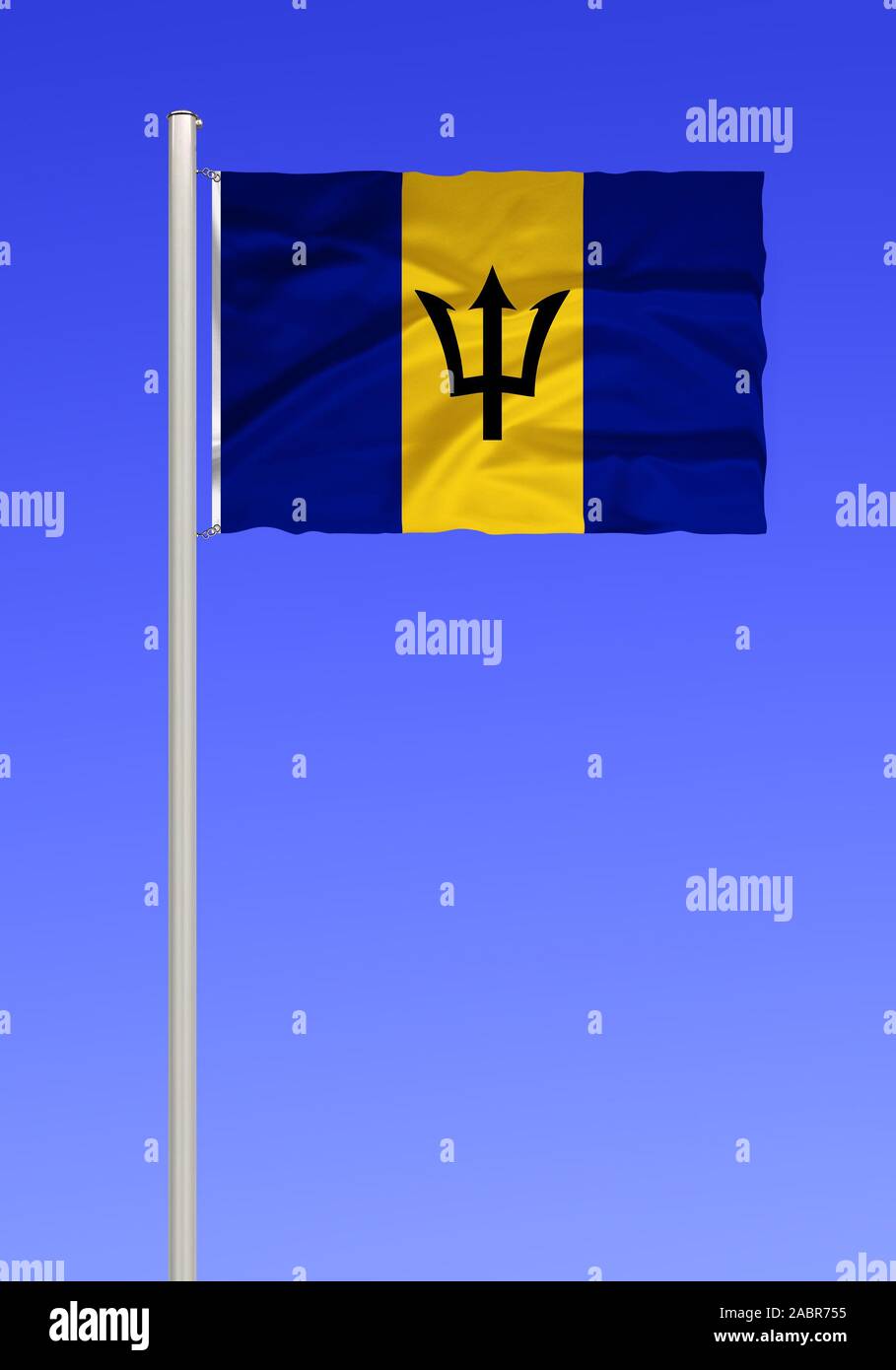 Flagge Von Barbados Mittelamerika Karibik Inselstaat Im Atlantik Stock Photo Alamy