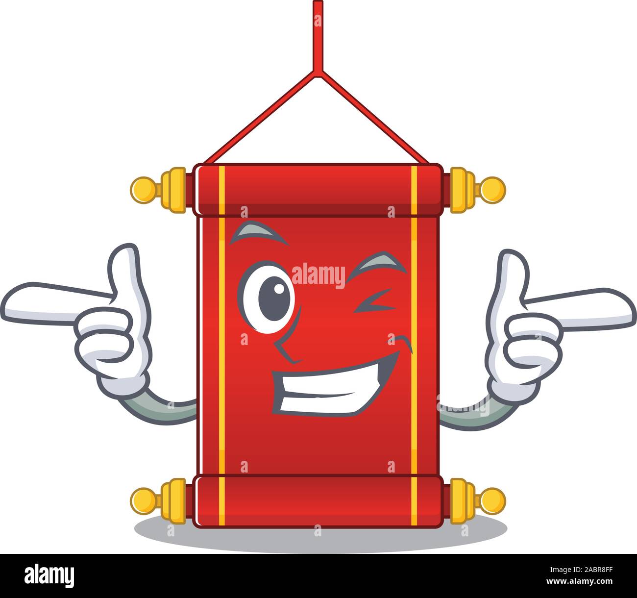 Funny chinese scrolls mascot cartoon style with Wink eye Stock Vector ...