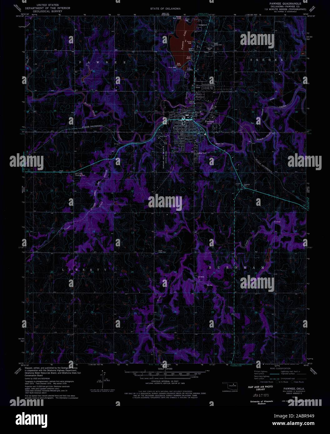 Pawnee oklahoma map hires stock photography and images Alamy