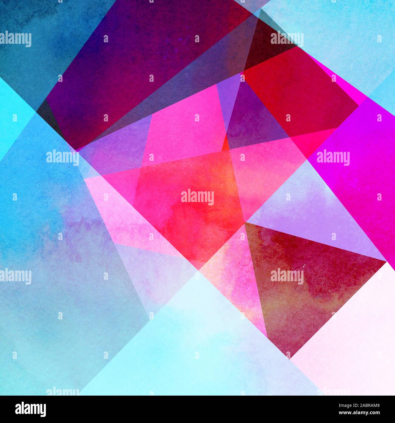 Abstract watercolor background with geometric color objects and ...