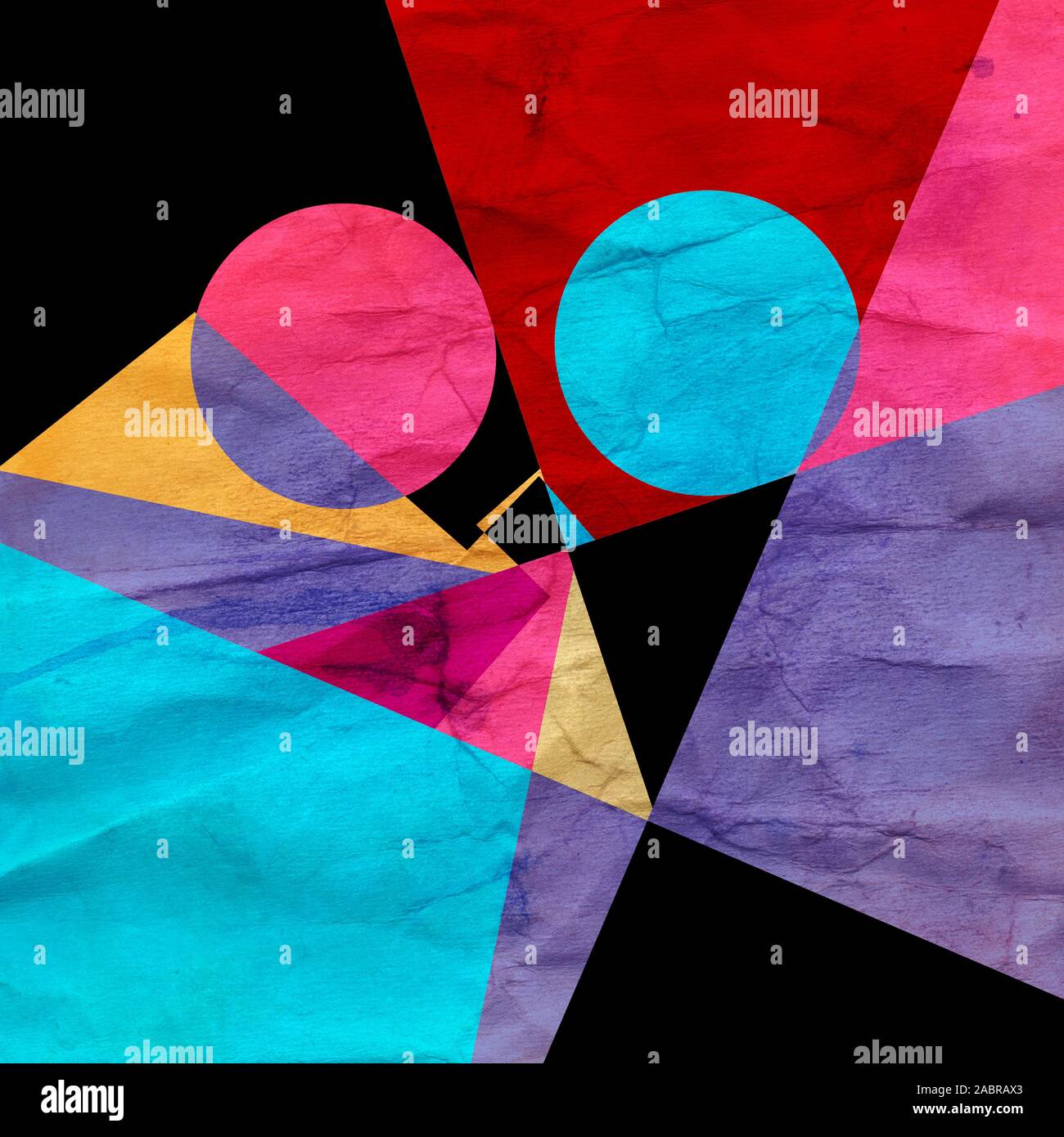 Abstract watercolor background with geometric color objects and ...