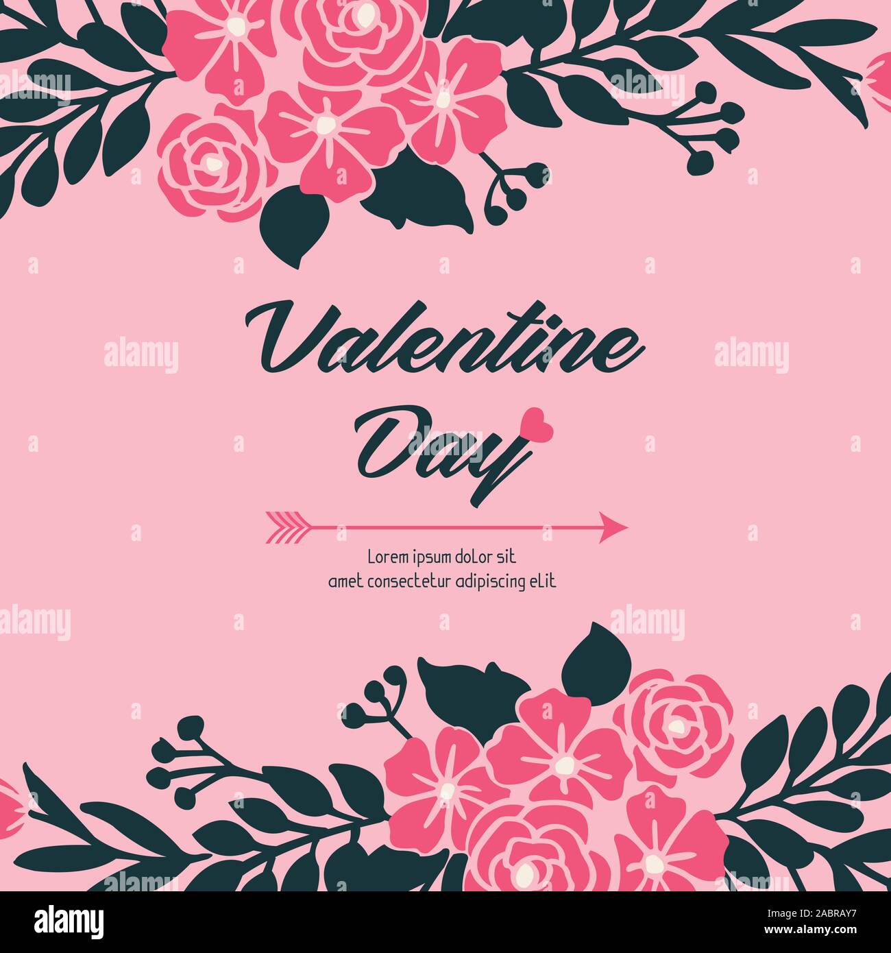 Card valentine day background, with elegant pink flower frame design ...