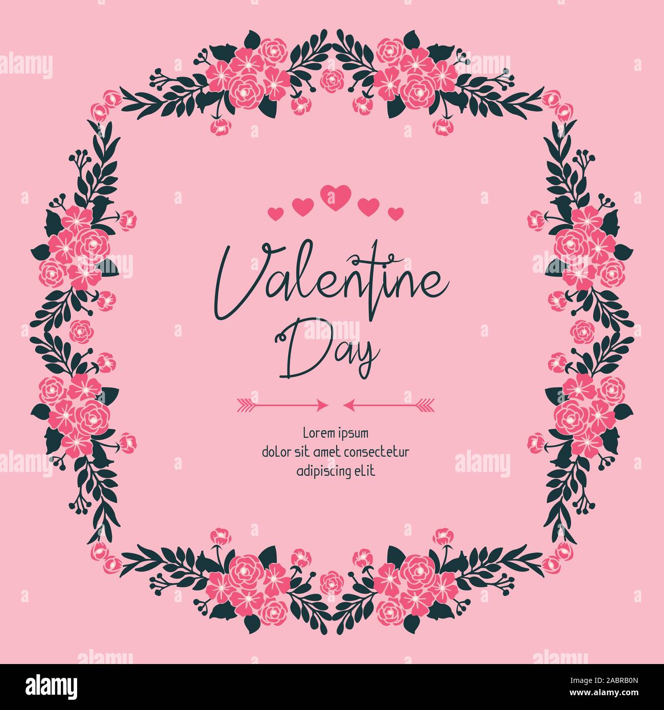Card valentine day background, with elegant pink flower frame design ...