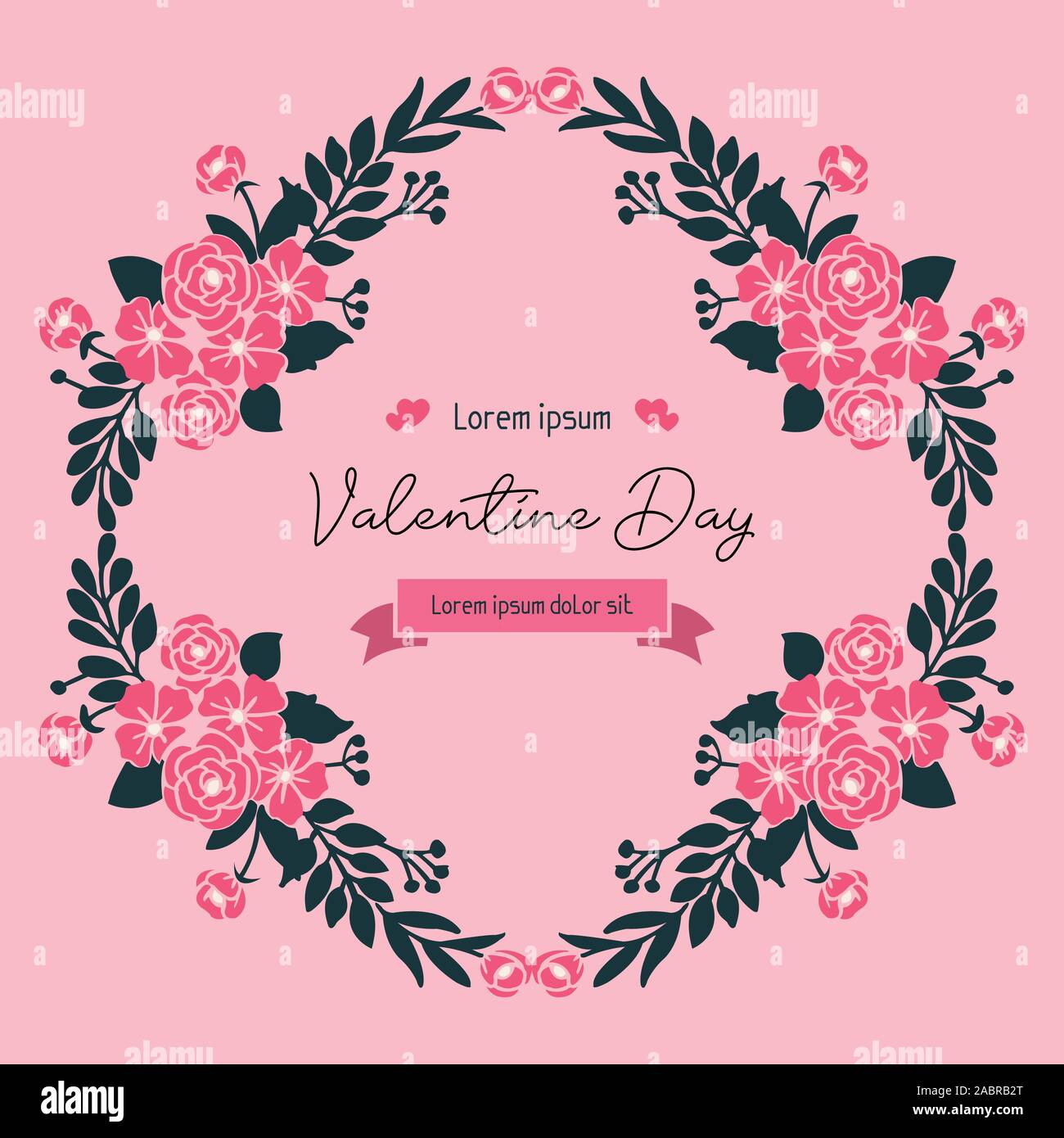 Card valentine day background, with elegant pink flower frame design ...